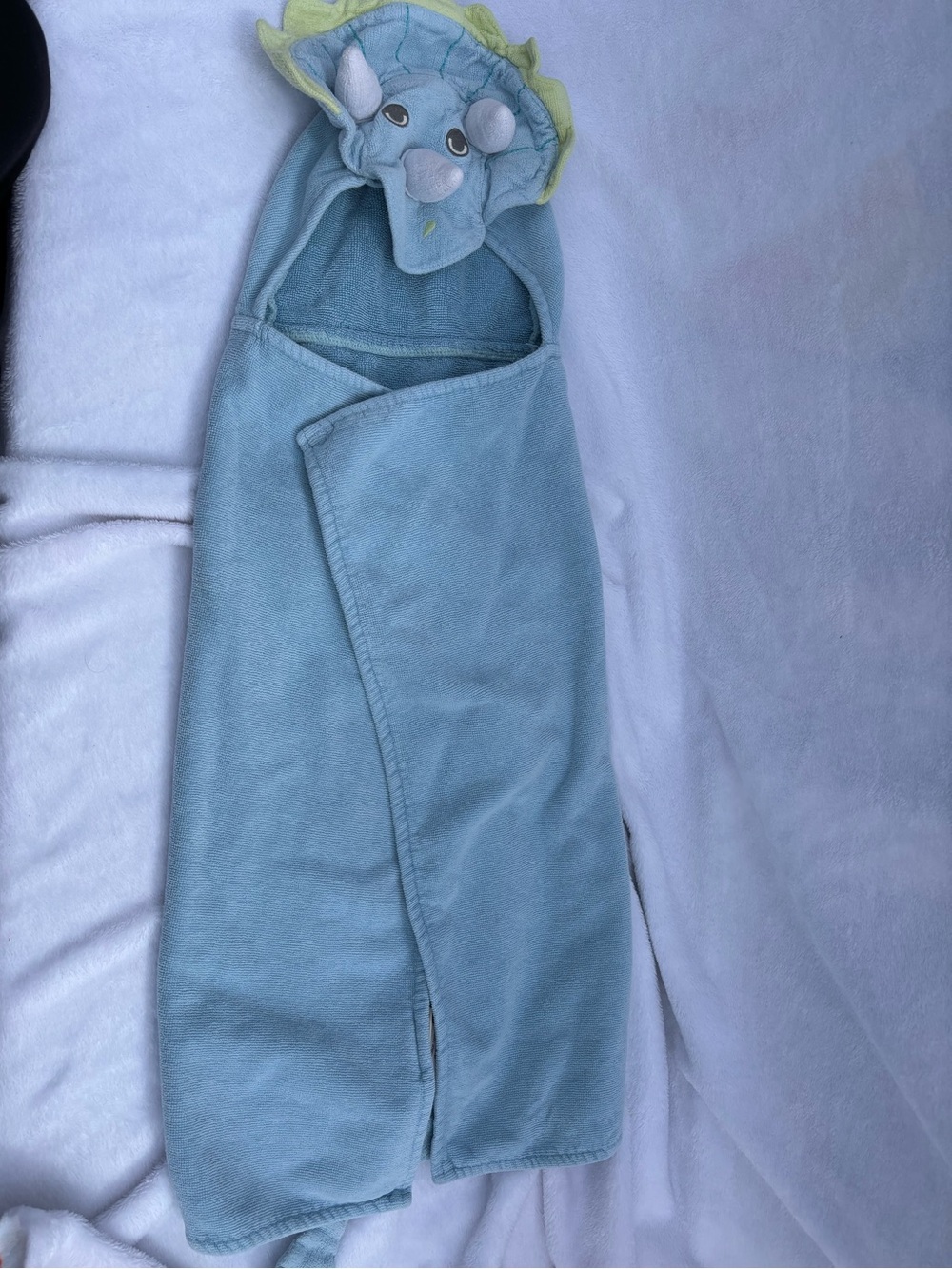 Pottery Barn Kids Light Blue Dinosaur Cotton Hooded Towel